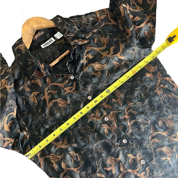 Chicos Design Silk Blend Women’s Long Sleeve Button Front Sheer Shirt Blouse - Picture 6 of 10